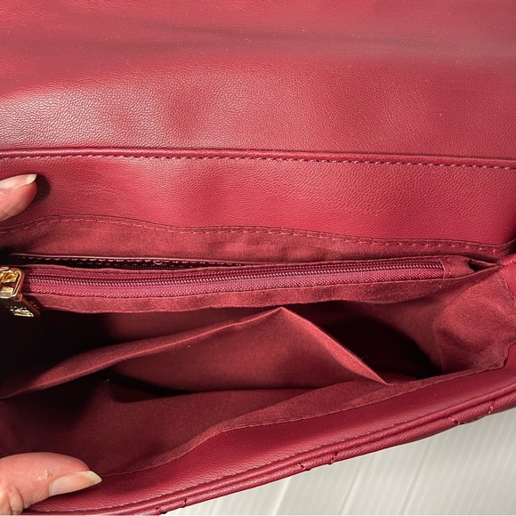 BADGLEY MISCHKA Burgundy Studded Quilted Shoulder Bag - Picture 7 of 13